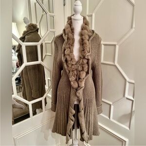 Shana K Wool Luxury Cardigan With Genuine Fur Collar Trim
Size L NWOT